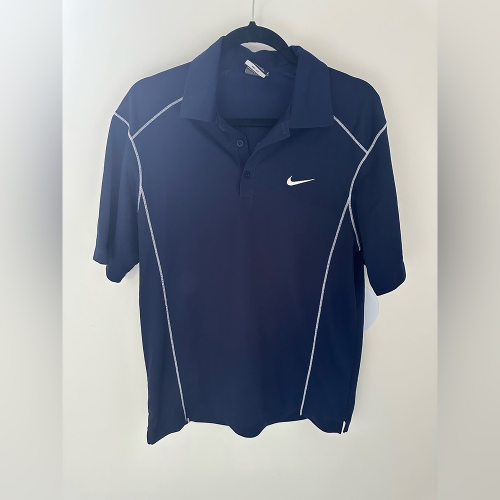 Nike Golf Dri- Fit Navy Blue Polo Shirt Sz M
